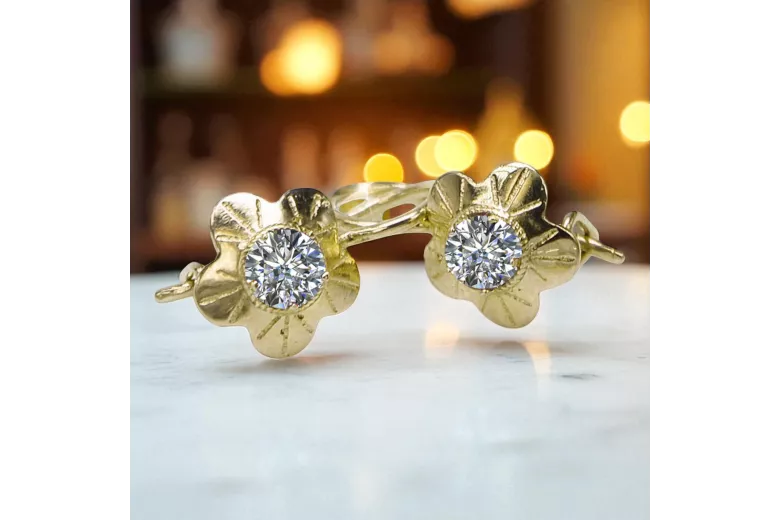 Circón Oro amarillo de 14 quilates Pendientes Joyería vintage vec028y